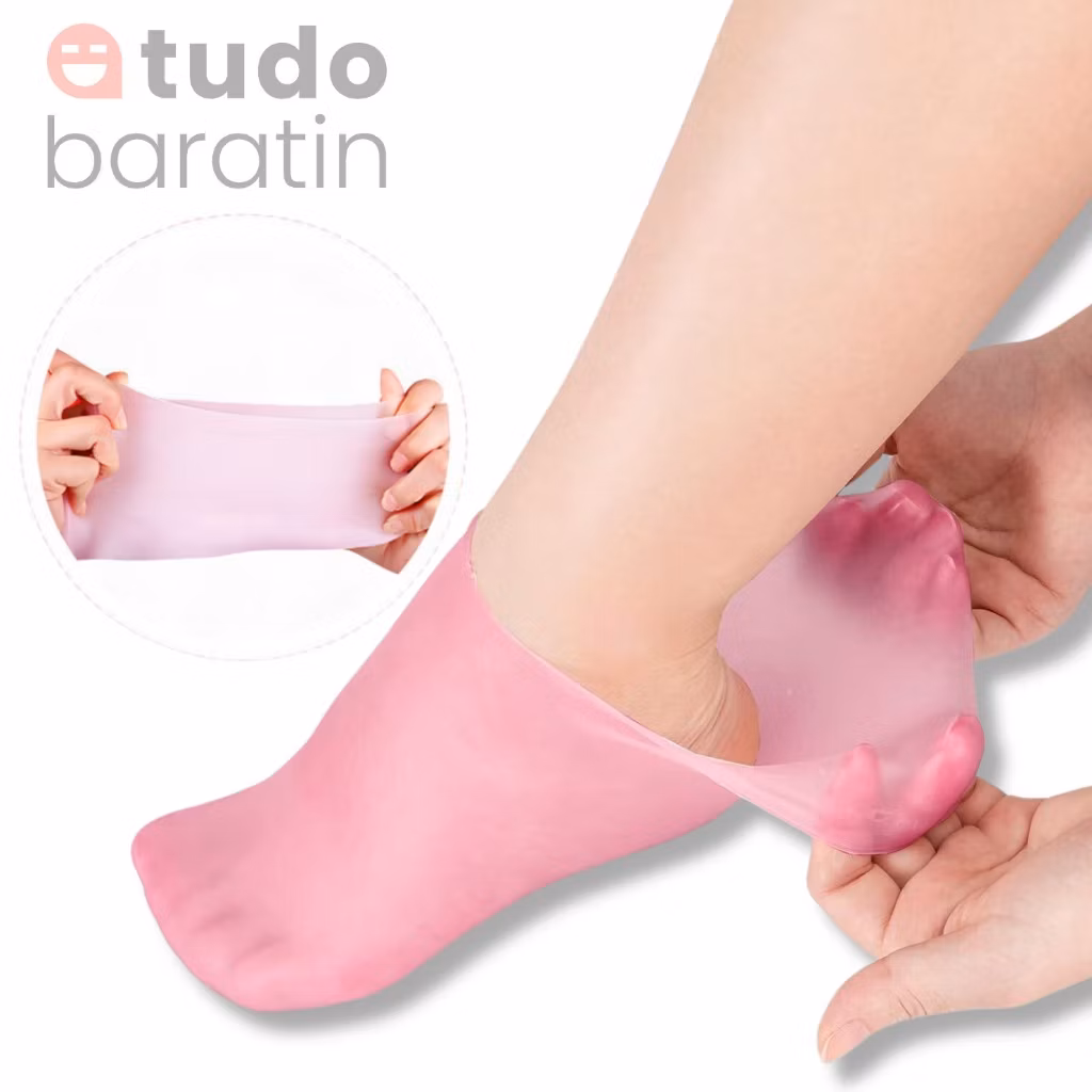 Produto 561- Meias de Silicone Gel Par Hidratação Esfoliação Pés Rachados