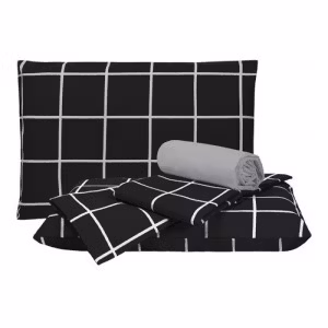 Jogo De Cama  Casal quadriculado 4 Peças Percal 100% Algodão
