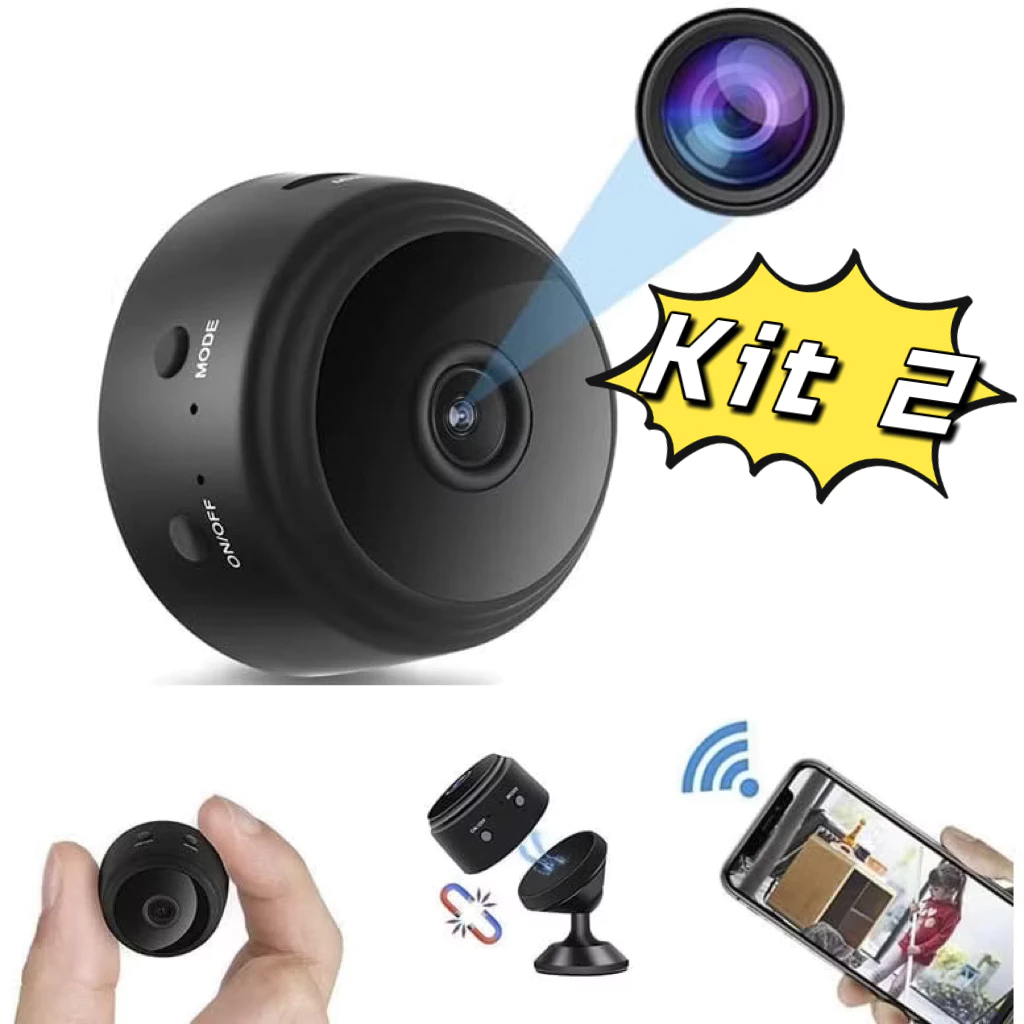 Kit 2 Novo A9 HD Mini com visão noturna Wifi Câmera 1080P Vigilância