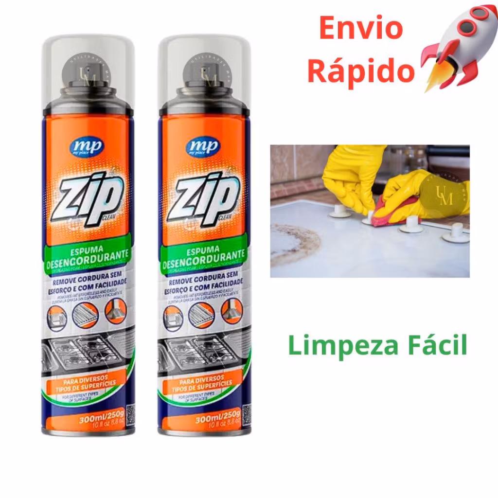 Kit 2 Espuma Desengordurante Limpa Forno Fogão Panela Zip My Place 300ml
