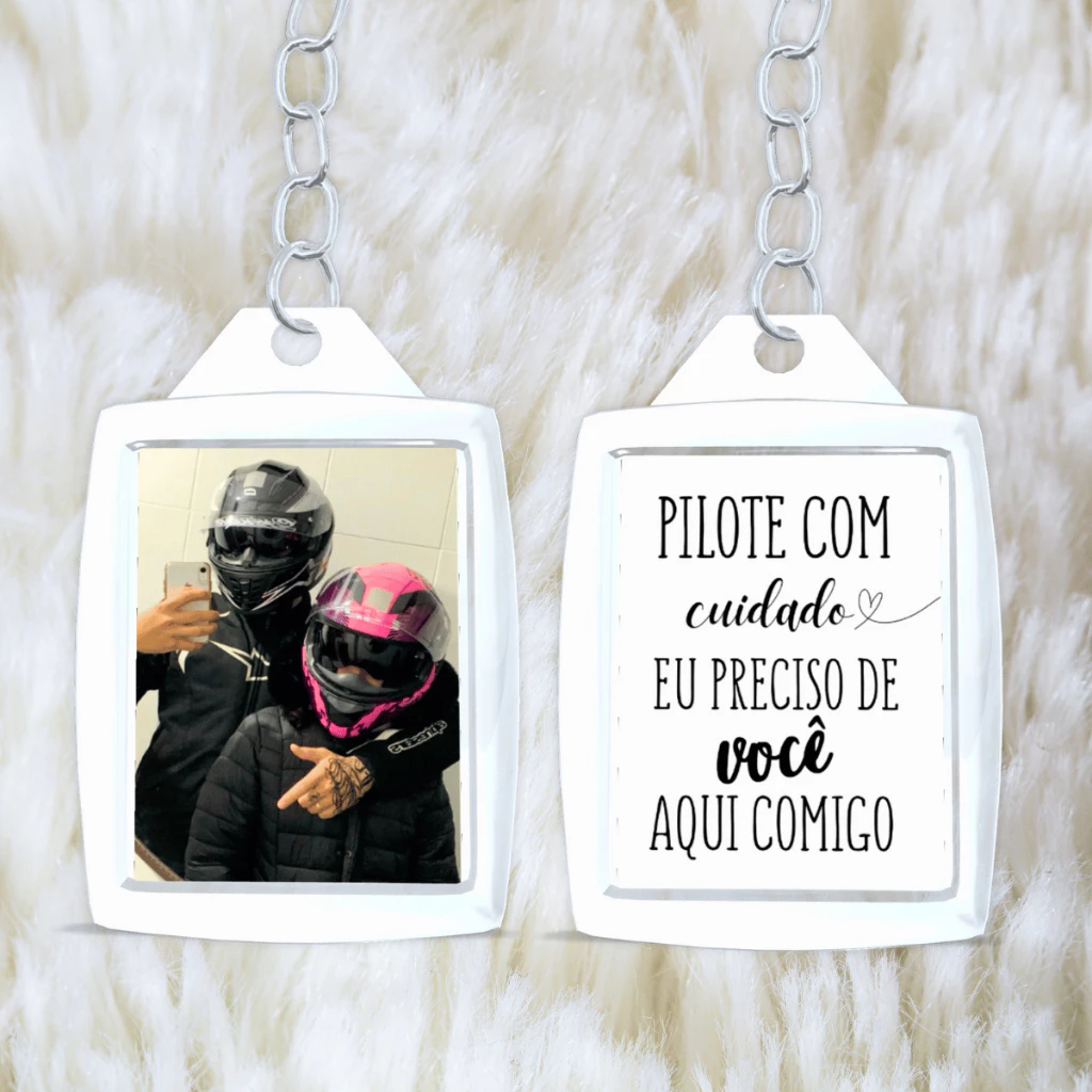 Chaveiro Personalizado Frente e Verso Pilote com Cuidado Presente Casal