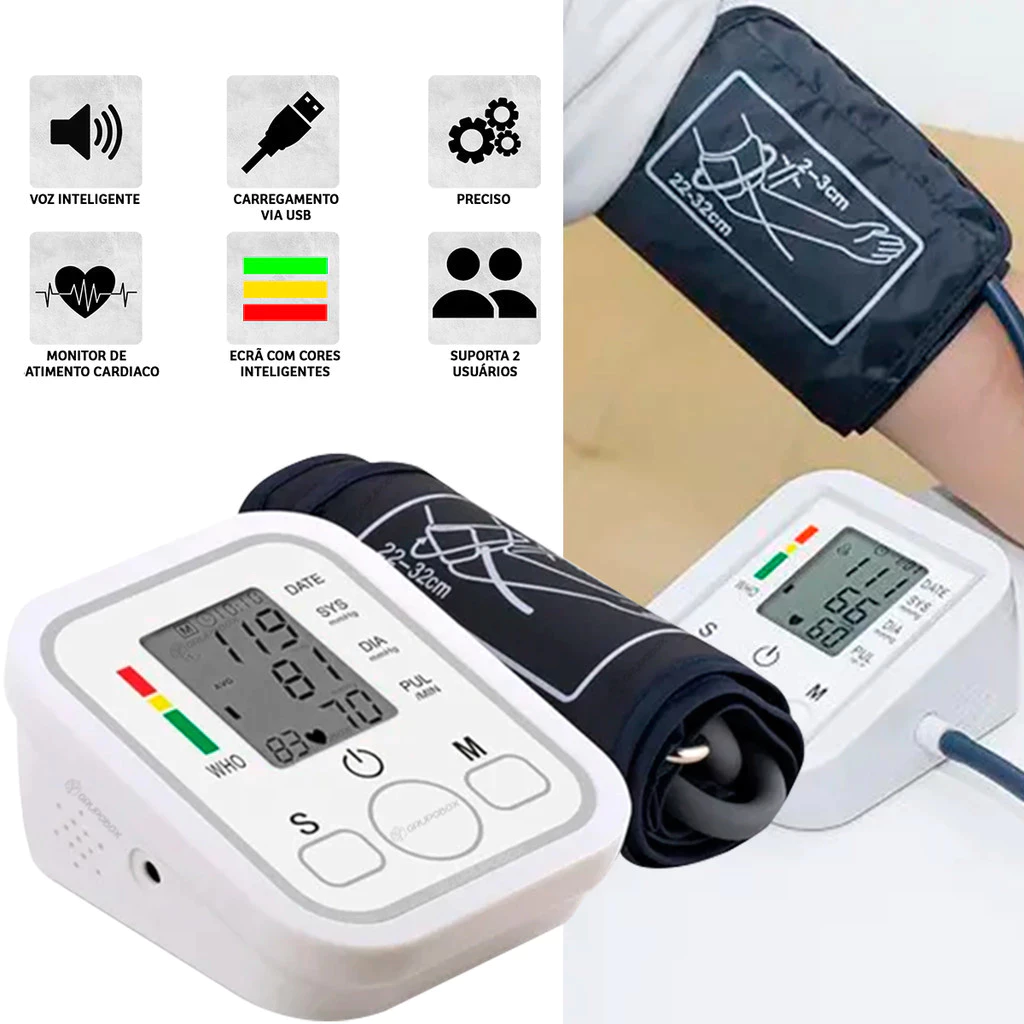 Monitor digital de pressão arterial de braço totalmente automático