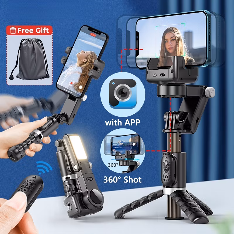Q18 Gimbal Estabilizador Desktop Seguindo O Modo De Tiroteio Tripé Selfie Smartphone Com Luz De Pree
