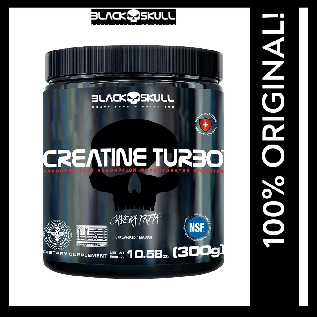 Creatina Black Skull Creatine Turbo 150G 300G 500G 1KG Caveira Preta