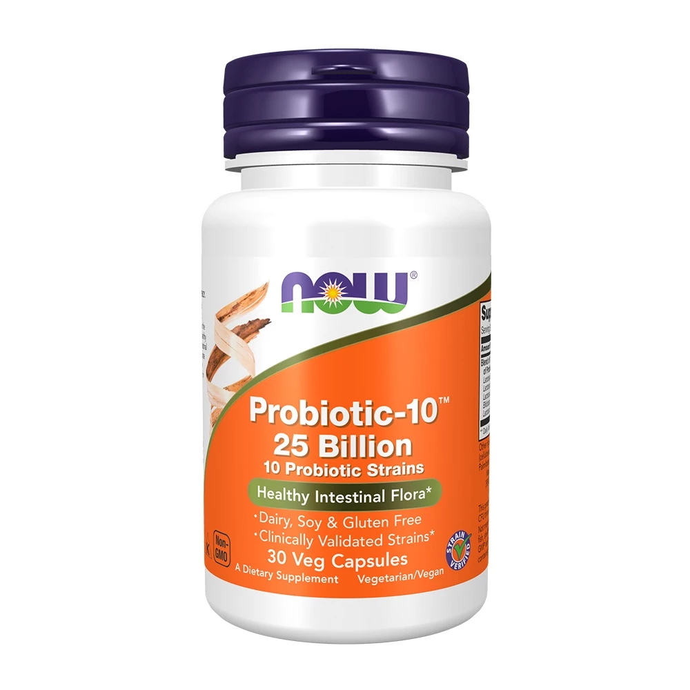 Probiotic-10 25 Bilhões Probiótico Now Foods 30 Veg Capsulas