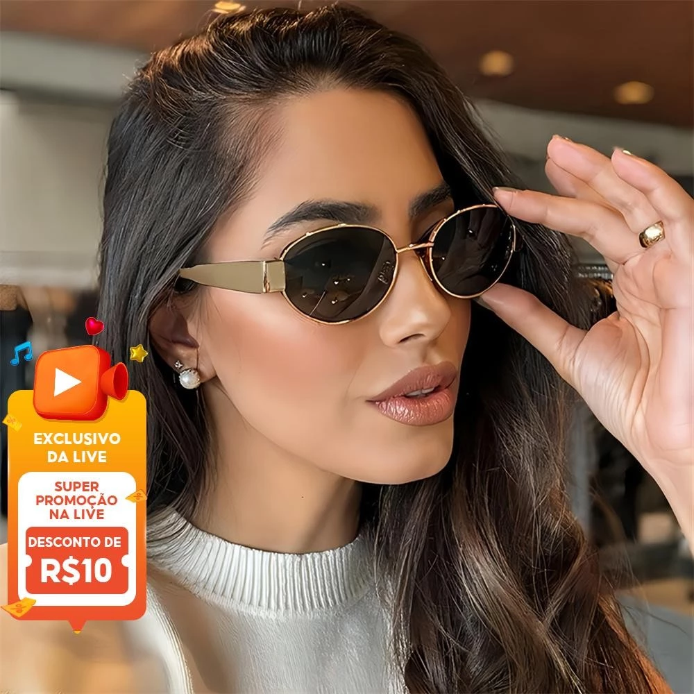 Óculos De Sol Ovais Vintage Para Mulheres Homens Pequenos Com Armação Metálica Senhoras